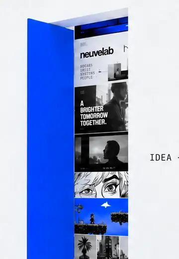 Neuvelab blue portal displaying multidisciplinary creative work