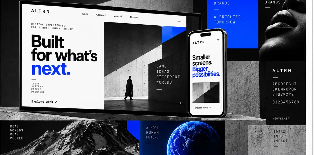 ALTRN digital brand shown across responsive screens and brand applications